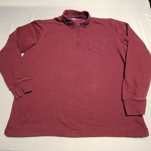 Us Polo Assn Mens Sweater XL Burgandy Quarterzip Long Sleeve Heavyweight